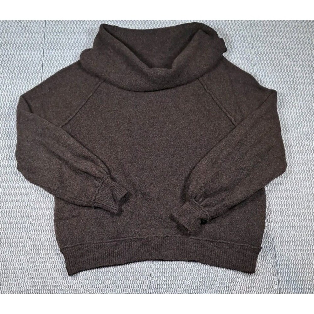 Free People Echo Beach Cowl Neck  Off Shoulder Sweater Size M Brown Cozy Slouchy